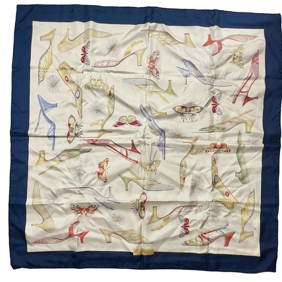 SALVATORE FERRAGAMO Silk Scarf - Ladies Pump Prints - Picture 5 of 10